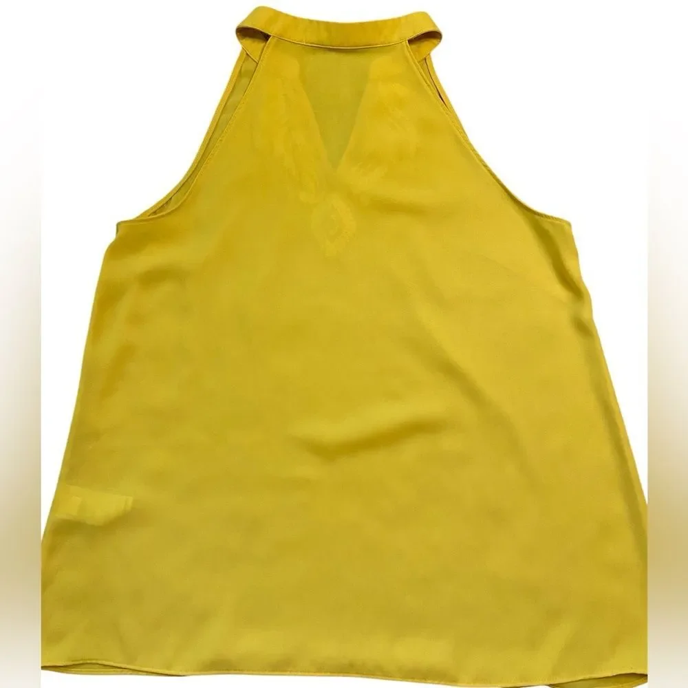 Banana Republic Yellow and White Embroidered Sleeveless Halter Neck Blouse - Picture 3 of 7